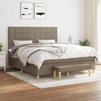 Boxspring met matras stof taupe 180x200 cm - thumbnail