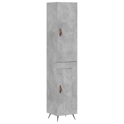 Hoge kast 34,5x34x180 cm bewerkt hout betongrijs