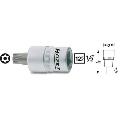 HAZET Dopsleutelbit 992-T55H · 1/2 inch (12,5 mm) vierkant hol · Tamper resistant TORX®-profiel · SW T55H HAZET Dopsleutelbit 992-T55H · 1/2 inch (12,5 mm) vierkant hol · Tamper resistant TORX®-profiel · SW T55H