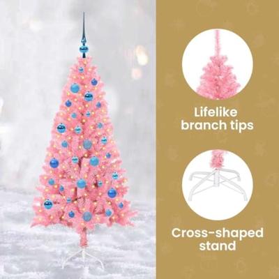 VidaXL Kerstboom met 150 led met standaard roze 150 cm pvc
