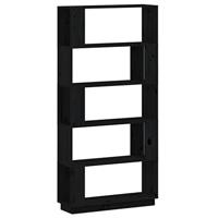 Boekenkast/kamerscherm 80x25x163,5 cm massief grenenhout zwart - thumbnail