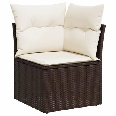 6-delige Loungeset met kussens poly rattan bruin - thumbnail