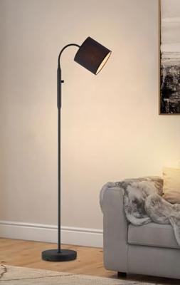 Moderne Vloerlamp - 20/20/120cm - Zwart metalen Staande Leeslamp met Zwarte Stoffen Lampenkap - Inclusief LED E27 Lichtbron 9W 470Lm - Met schakelaar - voor woonkamer en Slaapkamer