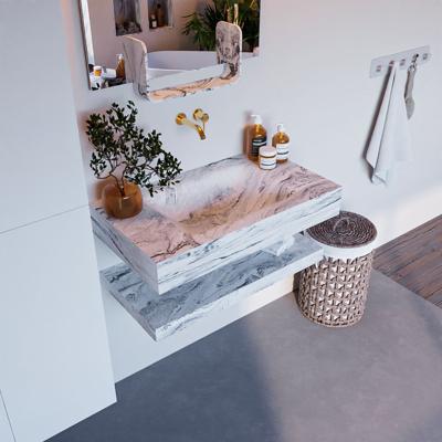 MONDIAZ ALAN-DLUX 80cm planchet Glace. Vrijhangende wastafel CLOUD midden zonder kraangat, kleur Glace. MONDIAZ ALAN-DLUX 80cm planchet Glace. Vrijhangende wastafel CLOUD midden zonder kraangat, kleur Glace.