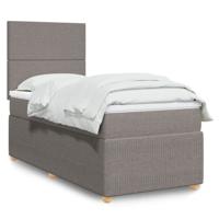 Boxspring met matras stof taupe 90x200 cm - thumbnail