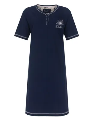 Medaillon dames nachthemd korte mouw - "Bloem"