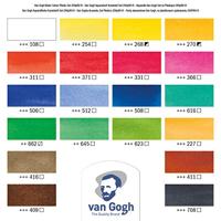 Van Gogh • aquarelverf set in kunststof etui met 18 kleuren in halve napjes en 2 kleuren in tubes van 10 ml - thumbnail