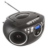 Cassetteradio met CD • FM-radio • Boombox • CD-speler • Stereo luidspreker • AUX-ingang • Net- / Batterijvoeding • Draagbaar • Zwart • Dual P 70 - thumbnail