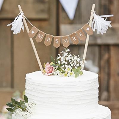 Ginger Ray CW-235 Rustic Country Mr & Mrs Cake Topper Vlaggetjes