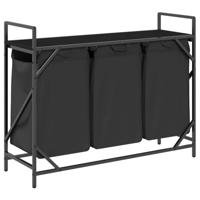 Wasmand 3 vakken met plank zwart eikenkleurig - thumbnail