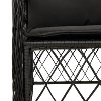 3-delige Bistroset met kussens poly rattan zwart - thumbnail