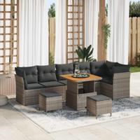 Tuinbankenset 9 pcs Grijs poly rattan - thumbnail
