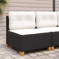Tuinbank zonder armleuning met kussens poly rattan zwart - thumbnail