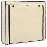 VidaXL Schoenenkast met hoes 115x28x110 cm stof crème - thumbnail
