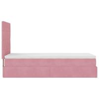 Ottoman bed met matrassen 100x200cm fluweel roze - thumbnail