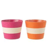 J-Line Bloempot Touwtjes Streep Papier|Pet Roze|Oranje Extra Large - thumbnail
