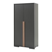 Vipack 2-deurs kledingkast Londen - antraciet - 195,2x98,4x56 cm - Leen Bakker - thumbnail