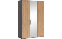 Goossens Kledingkast Easy Storage Ddk, Kledingkast 153 cm breed, 220 cm hoog, 2x draaideur en 1x spiegel draaideur midden - thumbnail