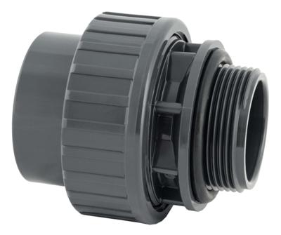 Koppeling met O-ring 50mm x 1 1/2" buitendraad 10bar - grijs