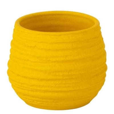 J-Line bloempot Fiesta - keramiek - geel - small - Ø 14 cm