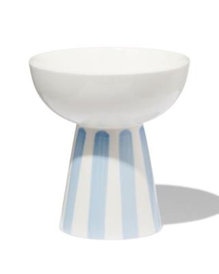 HEMA Schaaltje op voet Ø11x11.6 Tafelgenoten new bone wit met blauw (blauw)