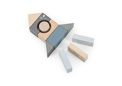 Label Label Houten blokken 50 stuks blauw - thumbnail