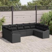 Tuinbankenset met opslag 9 pcs Zwart poly rattan - thumbnail