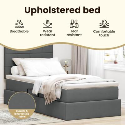 Opbergbed met LED met matras Donkergrijs 100 x 200 cm Polyester