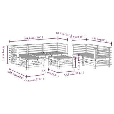 7-delige Loungeset massief grenenhout