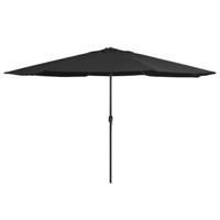 VidaXL Parasol met metalen paal 390 cm zwart - thumbnail
