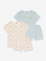 Set van 2 pyjama's van bedrukte katoen PETIT BATEAU wit - thumbnail