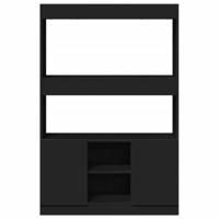 Hoge kast 92x33x140 cm bewerkt hout zwart - thumbnail