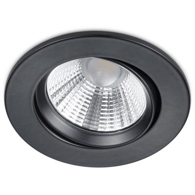 Ronde LED Inbouwspot 5W Dimbaar - Warm Wit 3000K - Mat Zwart Aluminium