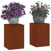 VidaXL Plantenstandaard 2 pcs roestig 24 x 24 x 35 cm cortenstaal - thumbnail
