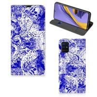 Mobiel BookCase Samsung Galaxy A51 Angel Skull Blauw - thumbnail
