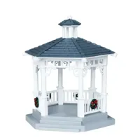 Lemax plastic gazebo with decorations kerstdorp tafereel 2010 - thumbnail