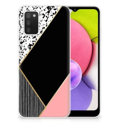 Samsung Galaxy A03S | TPU Hoesje | Zwart Roze Vormen Samsung Galaxy A03S | TPU Hoesje | Zwart Roze Vormen