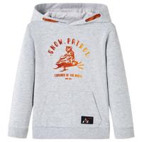 VidaXL Kindertrui met capuchon 128 gemêleerd grijs en oranje - thumbnail