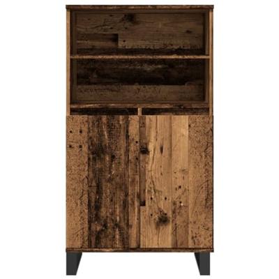 Hoge kast 60x36x110 cm bewerkt hout oud houtkleurig