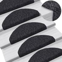 VidaXL Trapmatten zelfklevend 15 stuks 65x21x4 cm zwart halfrond groot - thumbnail