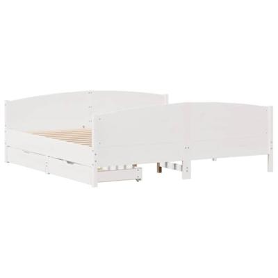 Bedframe zonder matras massief grenenhout wit 160x200 cm
