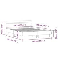 Bedframe met hoofdeinde en LED gerookt eikenkleurig 140x190 cm - thumbnail