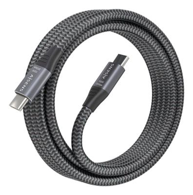 AISENS A107-0875 USB-3.2-kabel Gen2X2, aluminium, 20 Gbit/s, 8K, 30Hz, 5A, 100W, E-merk, type USB-C/M-USB-C/M, grijs, 3,0 m