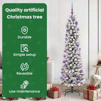 Kunstkerstboom met 300 LED Wit 180 cm PVC en Metaal en Plastic - thumbnail