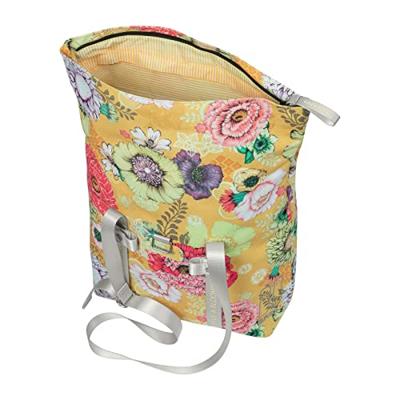 Basil bloom field fietsshopper, geel, gerecycled pet, waterdicht, verstelbare schouderriem