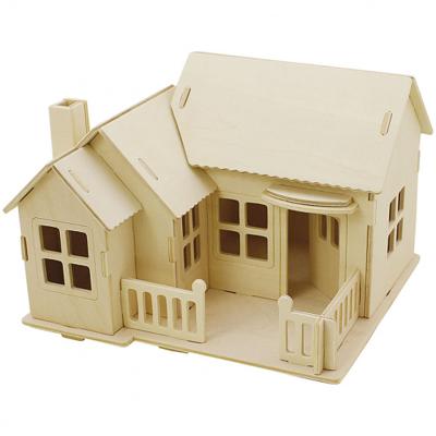 Creativ Company 3d houten constructie set, huis met terras, afm 19x17,5x15, 1 stuk