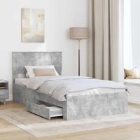 Bedframe met hoofdeinde Beton Grijs 100 x 200 cm Bewerkt hout - thumbnail