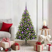 VidaXL Kunstkerstboom met scharnier 150 leds groen 120 cm pvc en pe - thumbnail