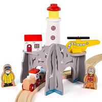 Bigjigs houten rails vuurtoren 4-wegs tunnel - thumbnail