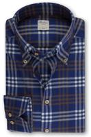 Stenströms Fitted Body Flanellen hemd blauw/bruin, Ruit - thumbnail